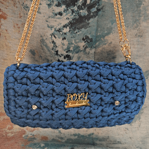 DENIM handmade crochet clutch bag