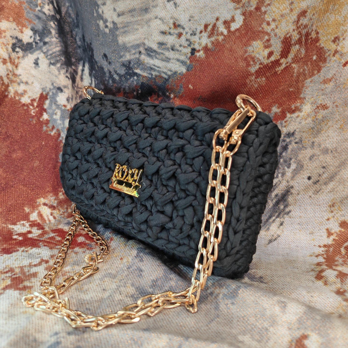 MIDNIGHT handmade crochet clutch bag