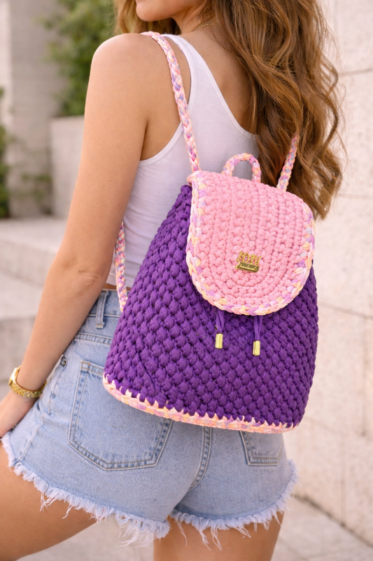 BUBBLEGUM handmade crochet backpack
