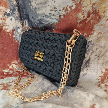 MIDNIGHT  handmade crochet clutch bag